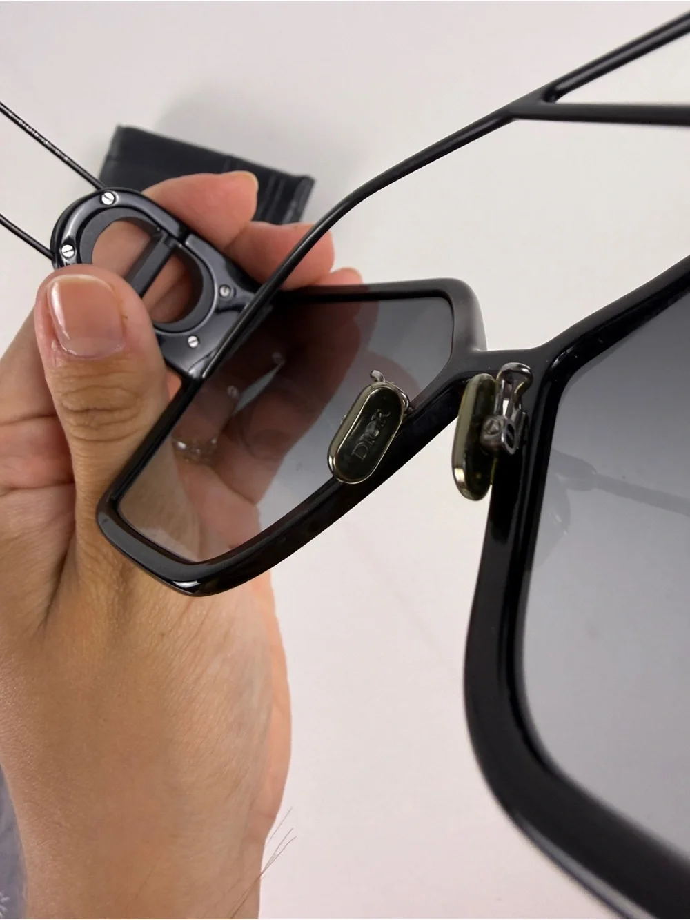 Dior Black Geometric Women's Sunglasses with Dark Gray Lenses